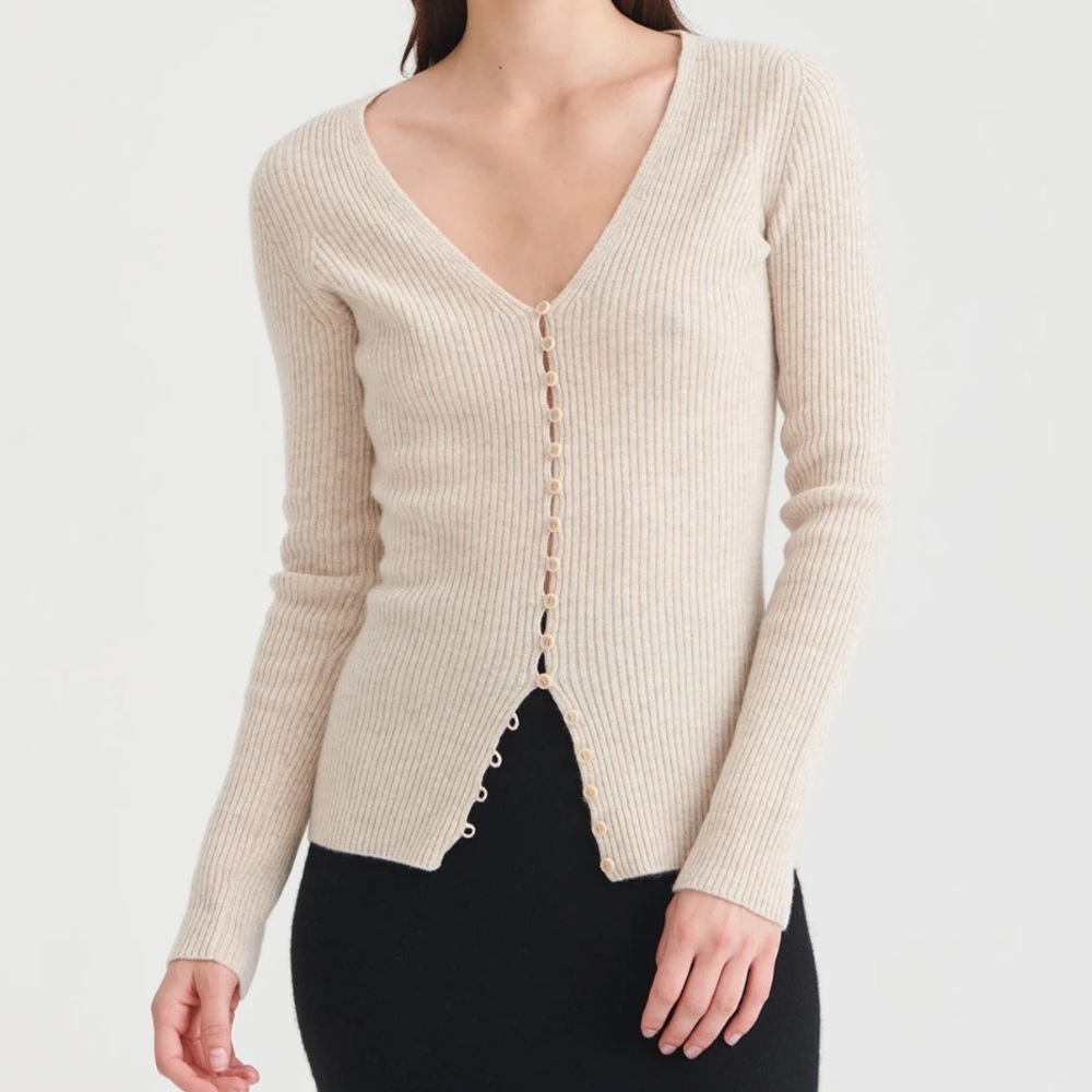 Naadam Signature Cashmere Button Loop Cardigan